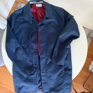 Five Four Men’s Lightweight Modern Button Topcoat Navy Size Small